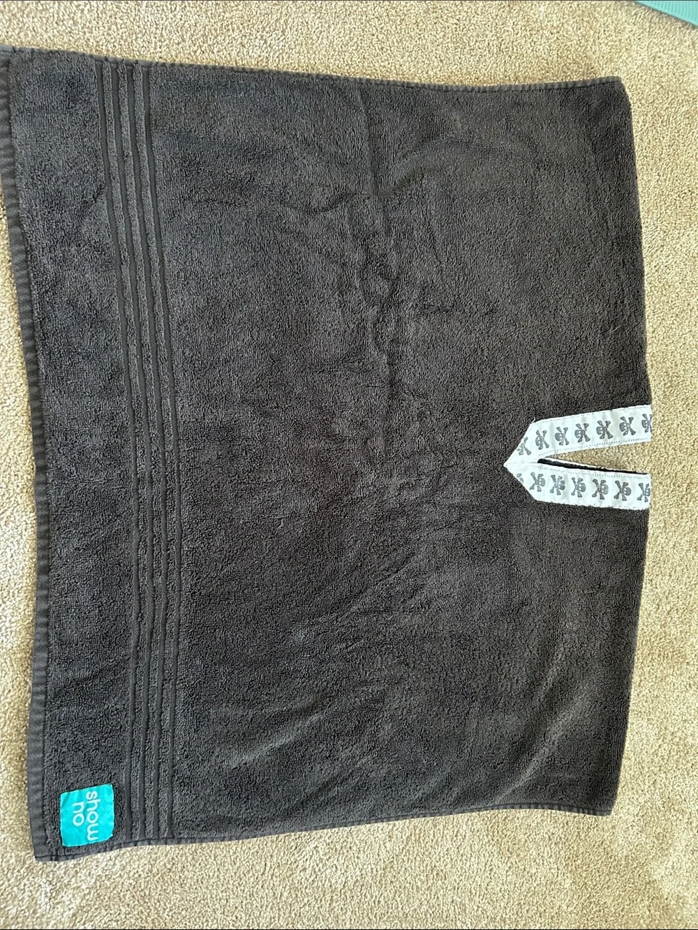 Black Beach/Pool Towel with Logo Tab